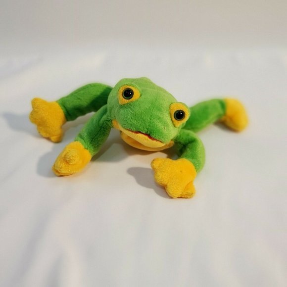 Ty‎ Beanie Buddies Smoochy Green Yellow Frog Plush Toy Stuffed Animal Retired - Picture 4 of 4
